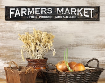 Farmers Market Sign Fresh Produce Jams Jellies, Rustic Distressed Farmhouse decor Click for details!