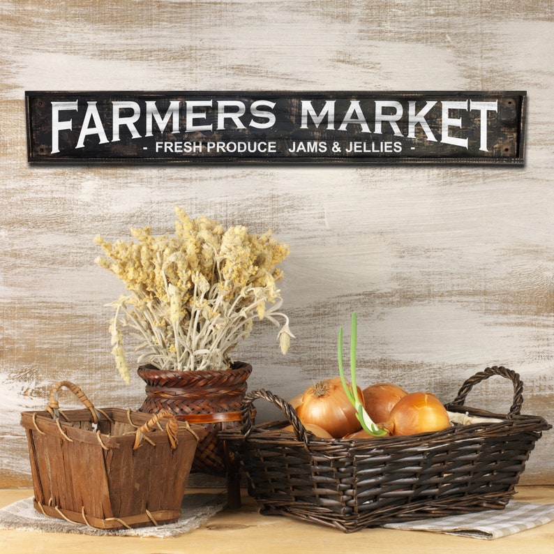 Farmers Market Sign Fresh Produce Jams Jellies, Rustic Distressed Farmhouse decor Click for details! image 1