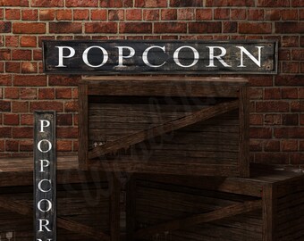 Rustic Popcorn Sign: Distressed Wood, Farmhouse Decor