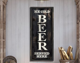 Rustic Sign Ice Hand Painted Ice Cold Beer Sign - Etsy
