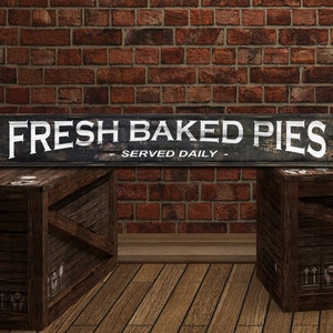 Panneau Déco Cuisine "Fresh Baked Pies" - Style Ferme Chic - Aluminium - Cadeau Maman Ou Grand-mère