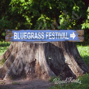 Bluegrass Festival Rustic Wood Sign: Distressed Bar Decor