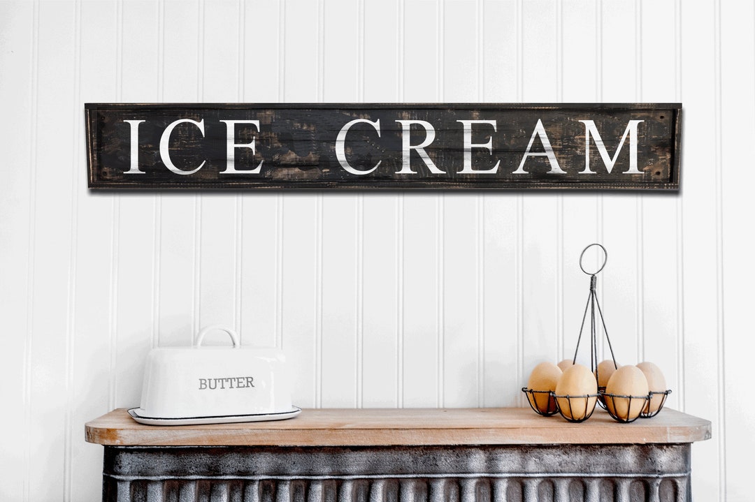 Rustic Sign Ice Ice Cream Rustic Farmhouse Style Sign, Handmade Distressed Wooden Home ...