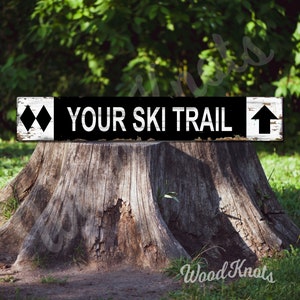 Personalized Double Diamond Ski Trail Sign, Mountain Hiking Resort Style, Sport Bar Restaurant  and Man Cave Decor, Snowboard Skating Hiking