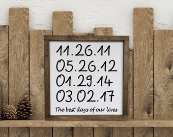 Personalized Special Dates Sign, Farmhouse Style Framed Wall Decoration, Family Birthdays and Memories List