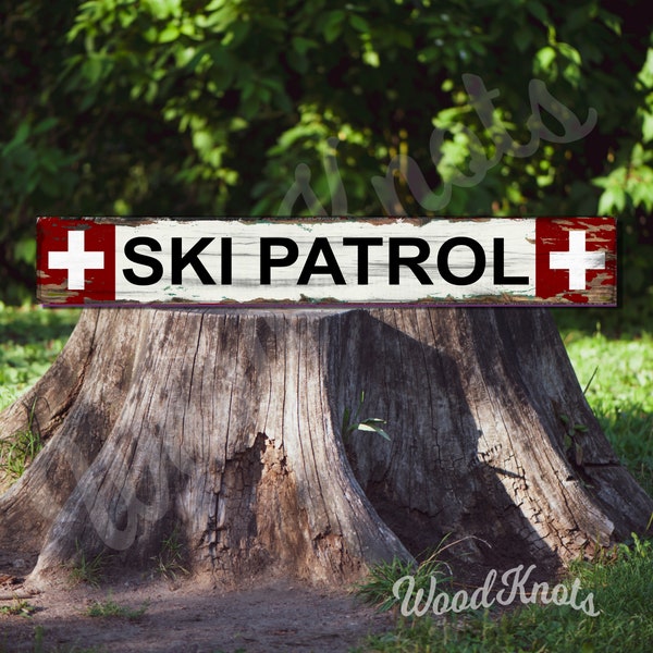 Rustic ski patrol medic sign hiking resort skiing skating snowboard sign. Click for details!