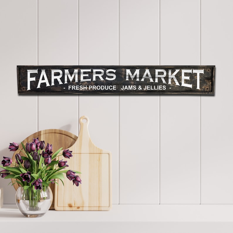 Farmers Market Sign Fresh Produce Jams Jellies, Rustic Distressed Farmhouse decor Click for details! image 2