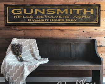 Personalized Gunsmith Sign: Rustic Western Decor, Man Cave Art
