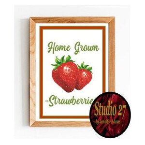 Summer Printable INSTANT DOWNLOAD Home Grown Strawberries Tiered Tray Fake Bake Decor image 1