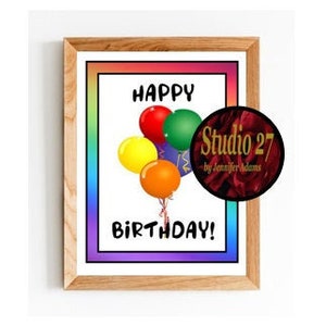 Birthday Art INSTANT DOWNLOAD Printable Happy Birthday Rainbow Balloons Tiered Tray Decor image 2