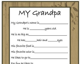 My Grandpa Survey - INSTANT DOWNLOAD - Printable