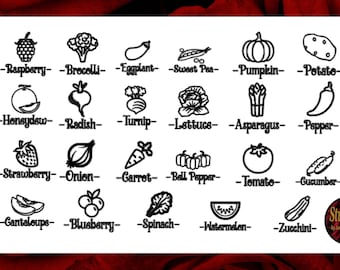 Garden Vegetable SVG Bundle: Fruit, Berry, Sign Tag (Digital Download)