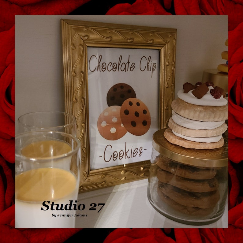 Bakery Art INSTANT DOWNLOAD Printable Chocolate Chip Cookies Tiered Tray Fake Bake Decor image 1