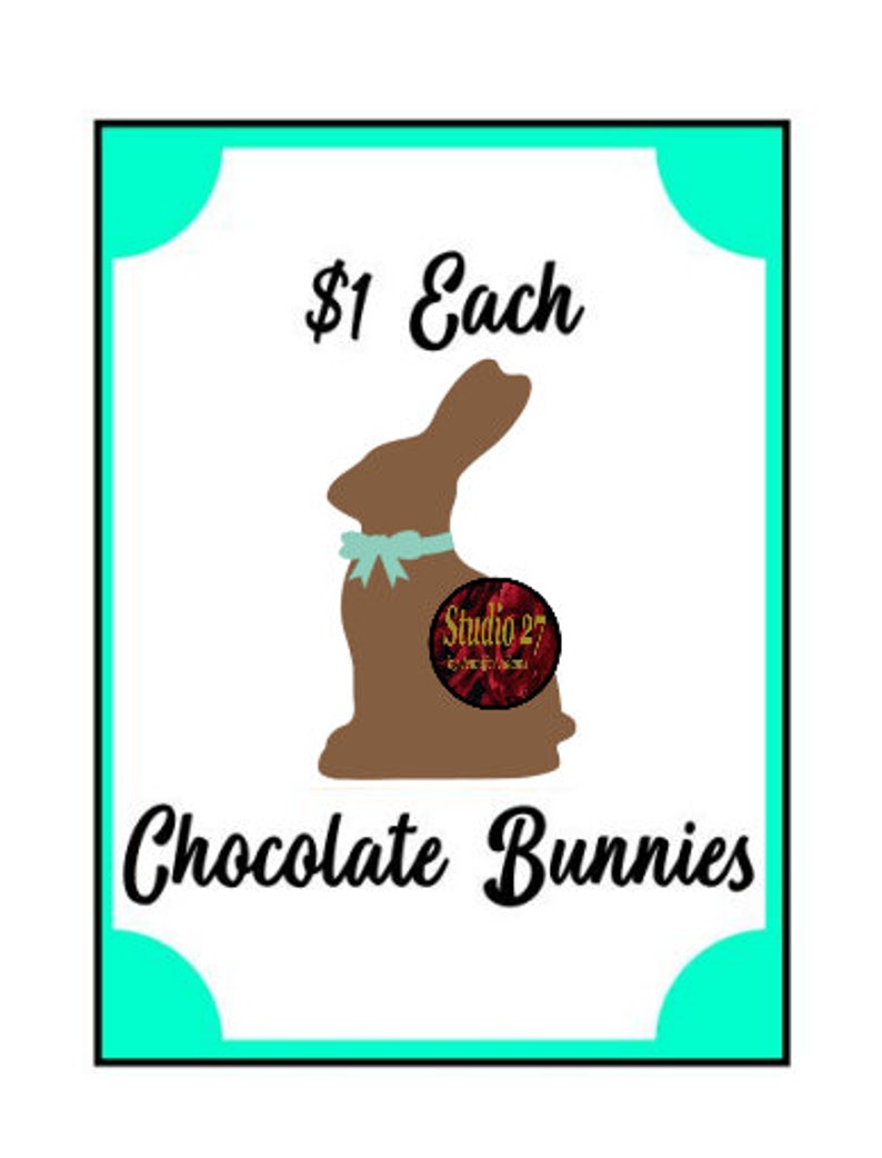 Easter Art INSTANT DOWNLOAD Printable Chocolate Bunnies Tiered Tray Fake Bake Decor image 2