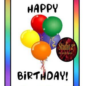 Birthday Art INSTANT DOWNLOAD Printable Happy Birthday Rainbow Balloons Tiered Tray Decor image 3