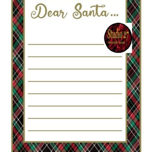 Christmas List INSTANT DOWNLOAD Printable Dear Santa Letter to Santa ...