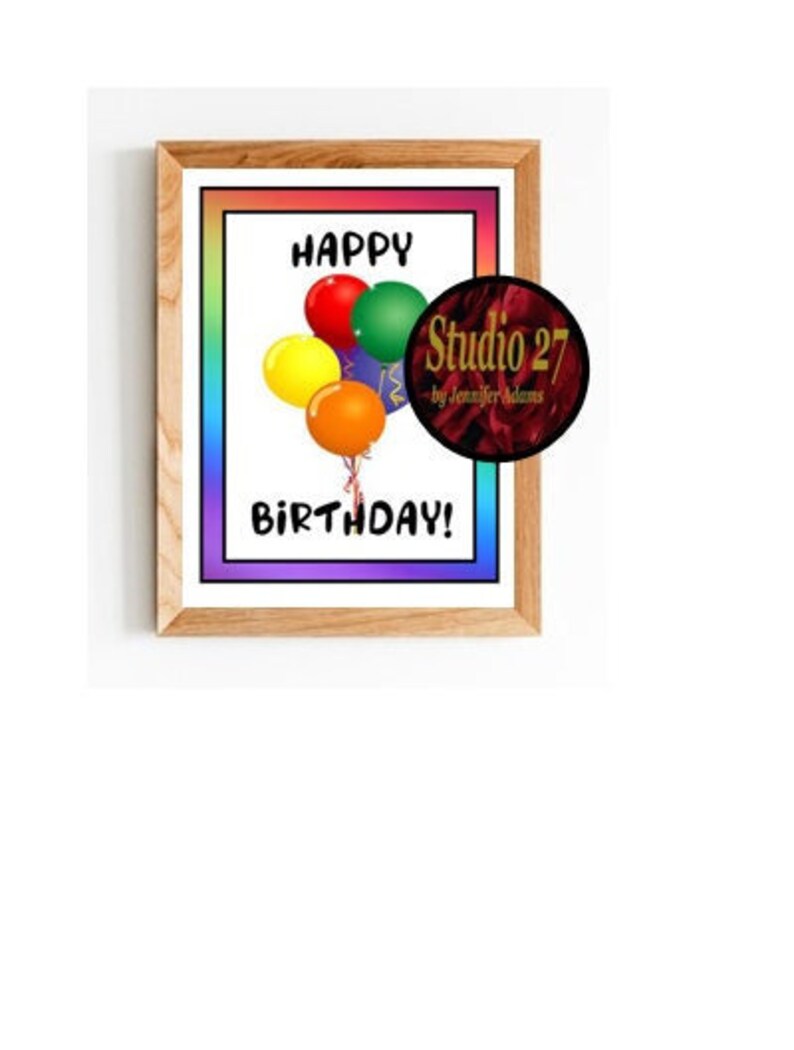 Birthday Art INSTANT DOWNLOAD Printable Happy Birthday Rainbow Balloons Tiered Tray Decor image 2