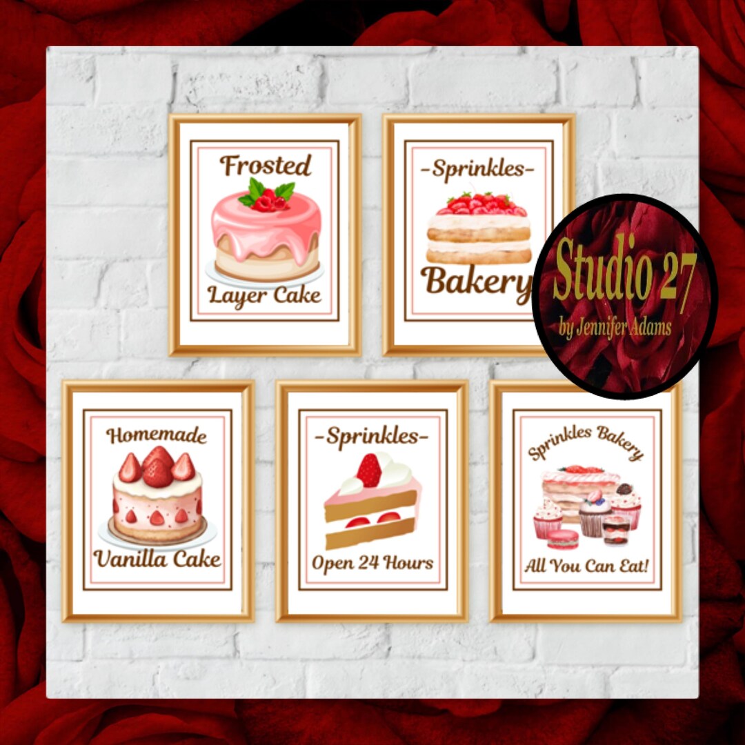 Pink Cake Art - INSTANT DOWNLOAD - Wall Poster Printable - Kitchen ...