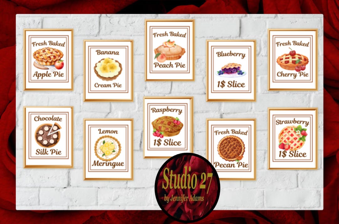 Pie Menu Art Poster Collection JPG/PNG - Digital Download - Kitchen ...