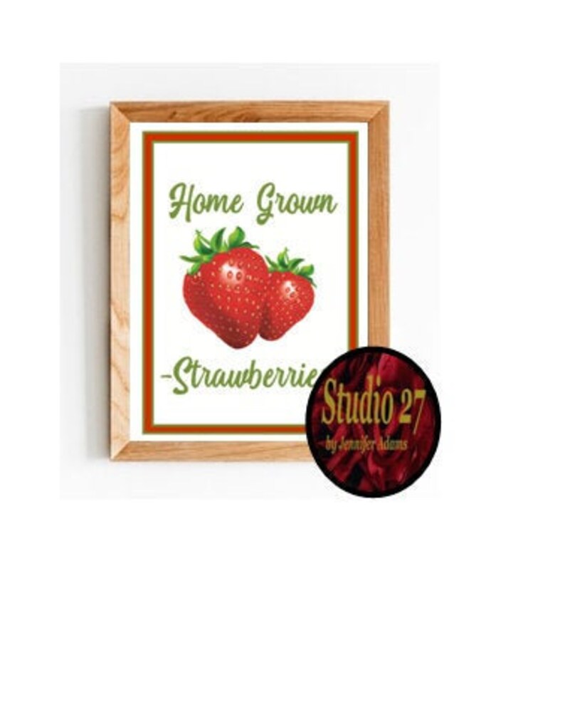 Summer Printable INSTANT DOWNLOAD Home Grown Strawberries Tiered Tray Fake Bake Decor image 1