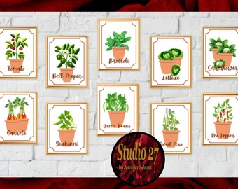 Vegetable Garden Art Print: Kitchen Pantry Decor (Digital Download JPG PNG PDF)