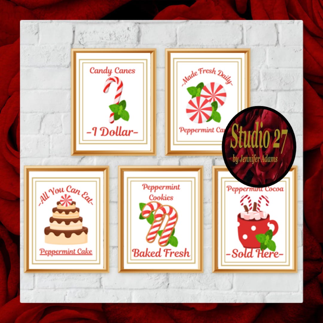 Christmas Peppermint Art Print Poster Collection Set JPG/PNG/PDF ...