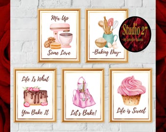 Baking Art  Poster Collection  JPG/PNG - Digital Download - Kitchen Pantry Dining Room Decor