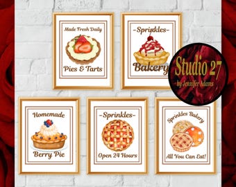 Pie Art  Poster Collection  JPG/PNG/PDF - Digital Download - Kitchen Pantry Dining Room Decor