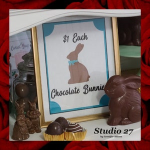 Easter Art INSTANT DOWNLOAD Printable Chocolate Bunnies Tiered Tray Fake Bake Decor image 1