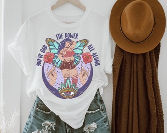 feminist body positive tee, you've had the power all along, plus size shirt, butterfly wings shirt, Body Positive Shirt, curvy girl shirt