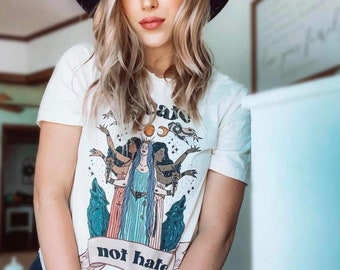 Hecate triple goddess shirt, hecate not hate shirt, stand against racism shirt, feminist mystical goddess shirt, hecate triple goddess shirt