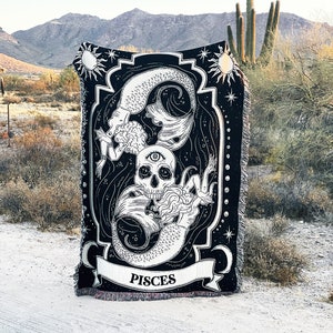 Scorpio Zodiac Woven Fringe Blanket, scorpio tapestry blanket, zodiac blanket, zodiac woven fringe blanket, zodiac gift, Scorpio gift, image 3