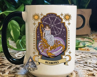 Scorpio Zodiac Mug, Zodiac Coffee mug, Scorpio mug, witchy Scorpio mug, Scorpio birthday gift, Scorpio zodiac mug