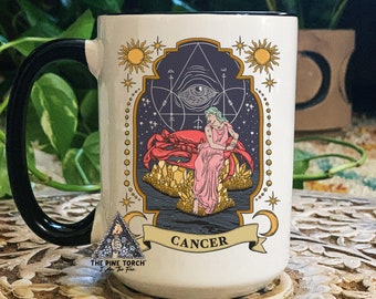 Cancer Zodiac Mug, Zodiac Coffee mug, Cancer mug, witchy Cancer mug, Cancer birthday gift, Cancer zodiac mug