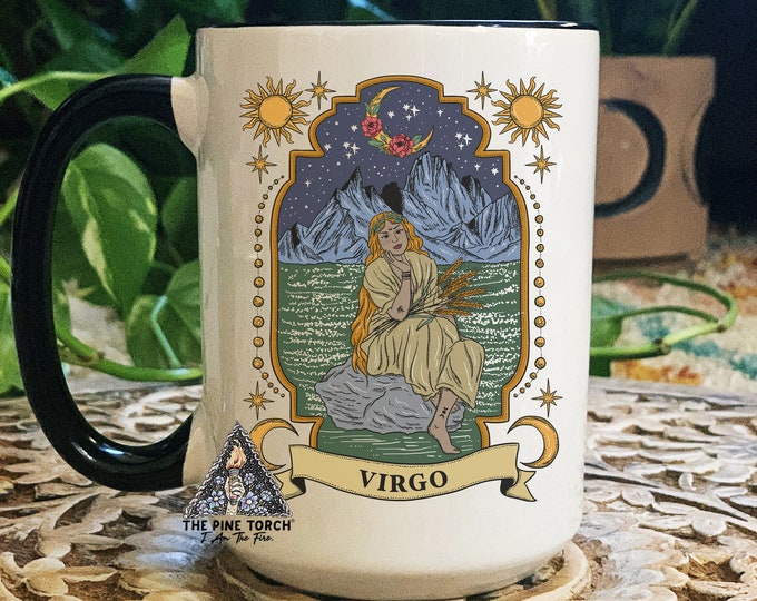 Virgo Zodiac Mug, Zodiac Coffee mug, Virgo mug, witchy Virgo mug, Virgo birthday gift, Virgo zodiac mug