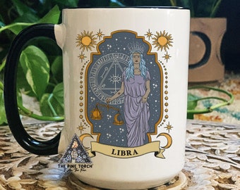Libra Zodiac Mug, Zodiac Coffee mug, Libra mug, witchy Libra mug, Libra birthday gift, Libra zodiac mug