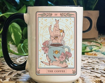 Tarot Card Mug, Occult tarot card Coffee mug, The Coffee Tarot mug, witchy mug, witchy tarot card mug, moon mug, mama mug