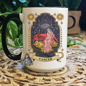 Cancer Zodiac Mug, Zodiac Coffee mug, Cancer mug, witchy Cancer mug, Cancer birthday gift, Cancer zodiac mug
