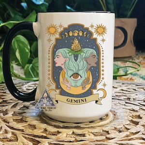 Gemini Zodiac Mug, Zodiac Coffee mug, Gemini mug, witchy Gemini mug, Gemini birthday gift, Gemini zodiac mug