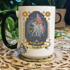 Taurus Zodiac Mug, Zodiac Coffee mug, Taurus mug, witchy Taurus mug, Taurus birthday gift, Taurus zodiac mug
