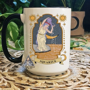 Aquarius Zodiac Mug, Zodiac Coffee mug, Aquarius mug, witchy Aquarius mug, Aquarius birthday gift, Aquarius zodiac mug