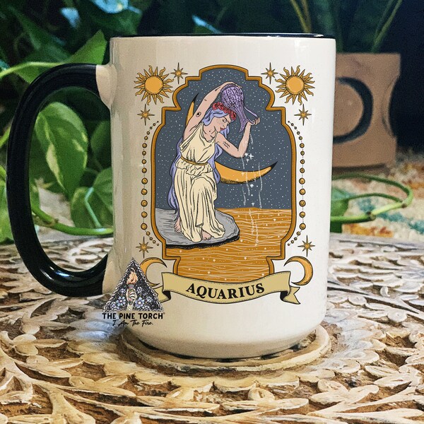 Aquarius Zodiac Mug, Zodiac Coffee mug, Aquarius mug, witchy Aquarius mug, Aquarius birthday gift, Aquarius zodiac mug