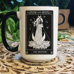 Tarot Card Mug, Occult tarot card mug, The Mother Tarot mug, witchy mug, witchy tarot card mug, moon mug, mama mug