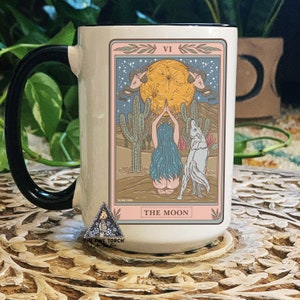 The Moon Tarot Card Mug, Mystical Moon Coffee mug, Moon with Wolf Tarot mug, witchy mug, witchy tarot card mug, moon mug, mama mug