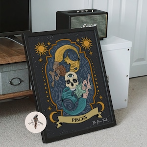 Pisces zodiac framed print, Pisces zodiac poster, Pisces print, Pisces art print, Pisces zodiac framed poster, Pisces framed zodiac