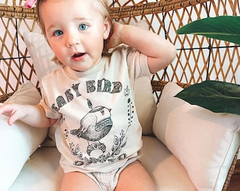 Baby Bird Kids Tee, little Bird kids tee, Boho Bird Shirt, Little Bird Shirt, Little Bird Shirt, Bird Kids Tee, Hand Drawn Bird Tee