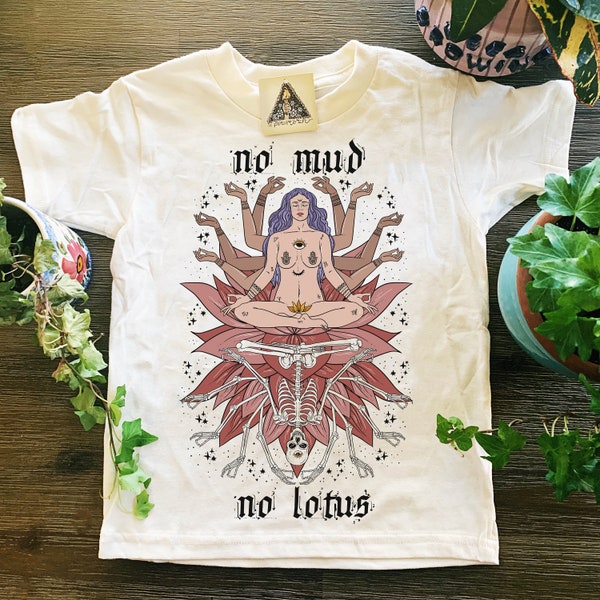No Mud No Lotus, Meditating Skeleton Lotus Kids Tee, Lotus Child, Lotus Baby Shirt, Skeleton Lotus shirt, meditation kids tee