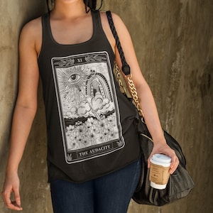 The Audacity Tarot Card Tank, Skeleton Audacity tarot card tank, The audacity tarot theme tank top, funny skeleton tarot card audacity tank