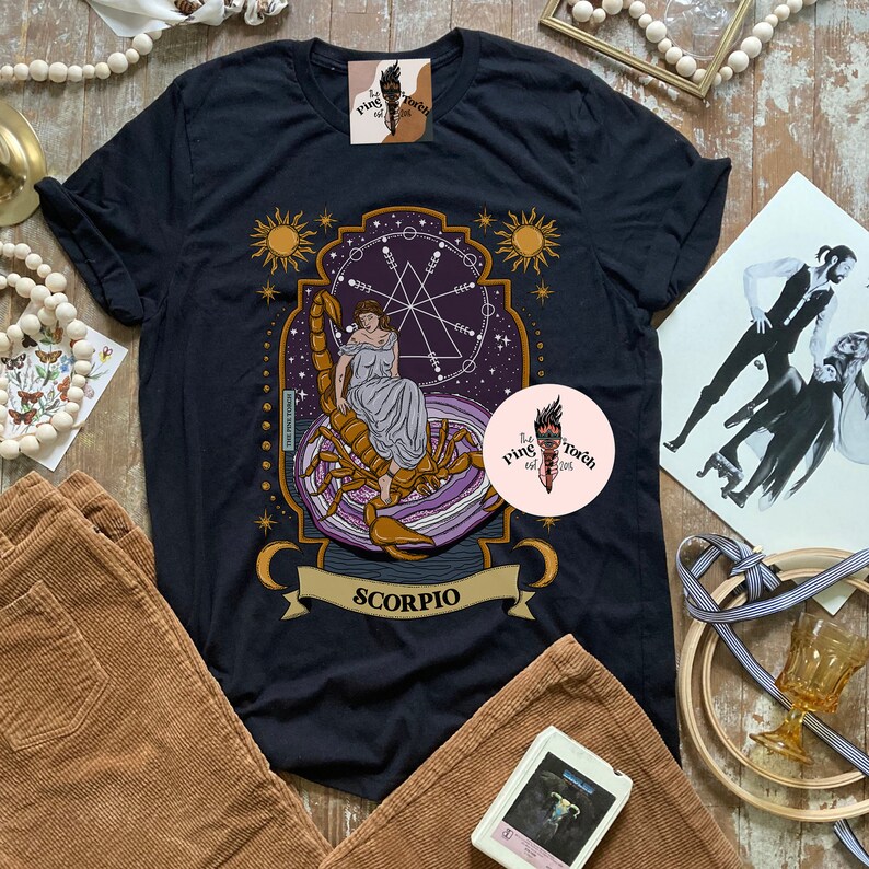 Scorpio Zodiac Tee, Scorpio tee, Zodiac scorpio bday gift, Scorpio unisex tee, scorpio original art, scorpio birthday gift, scorpio art bild 4