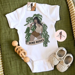 Send nodes baby bodysuit, funny plant lover baby shirt, monstera baby top, funny houseplant baby, propagation baby one piece